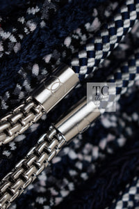 CHANEL 12S Navy Black Chain Cotton Knit Cardigan 36 シャネル ネイビー ブラック チェーン コットン ニット カーディガン 即発