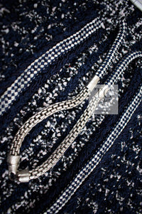 CHANEL 12S Navy Black Chain Cotton Knit Cardigan 36 シャネル ネイビー ブラック チェーン コットン ニット カーディガン 即発