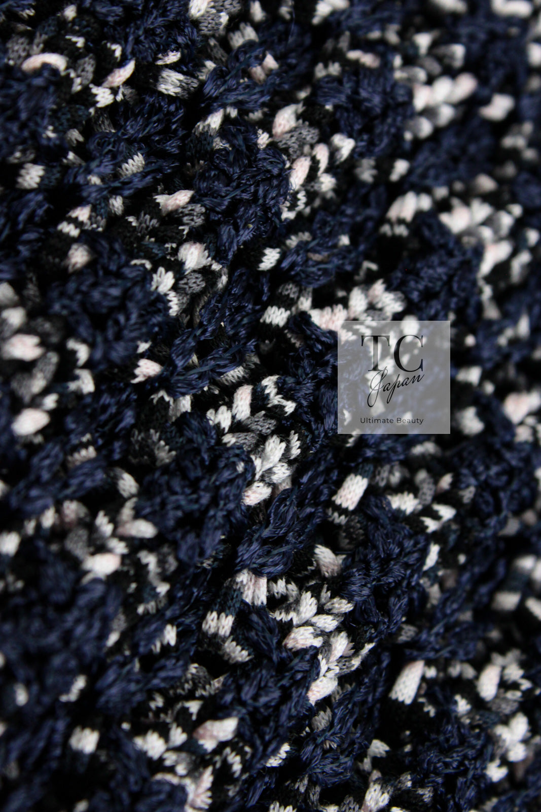 CHANEL 12S Navy Black Chain Cotton Knit Cardigan 36 シャネル ネイビー ブラック チェーン コットン ニット カーディガン 即発