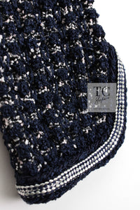 CHANEL 12S Navy Black Chain Cotton Knit Cardigan 36 シャネル ネイビー ブラック チェーン コットン ニット カーディガン 即発