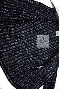 CHANEL 12S Navy Black Chain Cotton Knit Cardigan 36 シャネル ネイビー ブラック チェーン コットン ニット カーディガン 即発