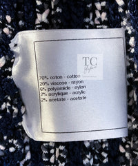 CHANEL 12S Navy Black Chain Cotton Knit Cardigan 36 シャネル ネイビー ブラック チェーン コットン ニット カーディガン 即発