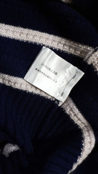 CHANEL 15S Blue Stripe Cashmere Knit Dress Cardigan 38 シャネル ブルー ストライプ カシミア 100% ニット ワンピース カーディガン 即発