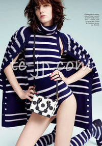 CHANEL 15S Blue Stripe Cashmere Knit Dress Cardigan 38 シャネル ブルー ストライプ カシミア 100% ニット ワンピース カーディガン 即発