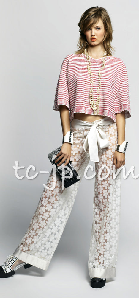 CHANEL 15S Red White Stripe Knit Cardigan 36 38 シャネル レッド ホワイト ストライプ ニット カーディガン 即発