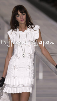 CHANEL 04S Red Crochet Frilled Knit Cardigan 34 シャネル レッド クロシェ フリル ニット カーディガン 即発