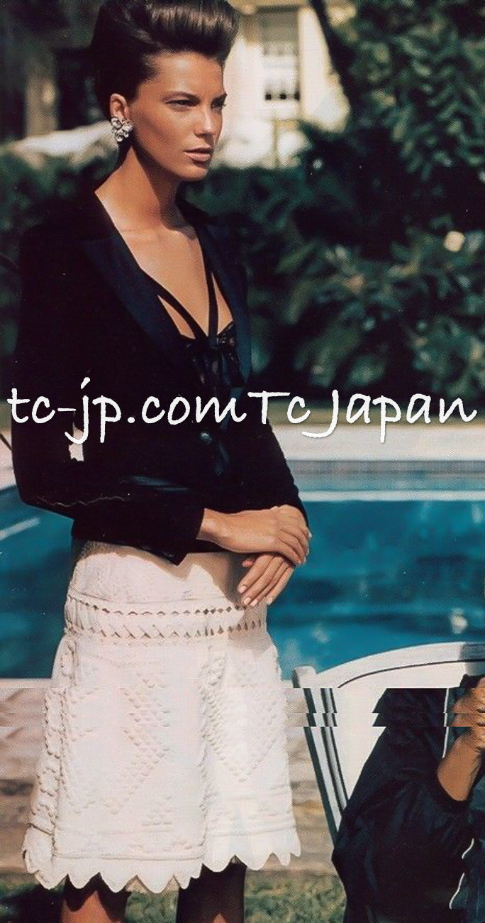 CHANEL 04S Red Crochet Frilled Knit Cardigan 34 シャネル レッド クロシェ フリル ニット カーディガン 即発