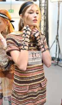 CHANEL 18C Beige Peach Knit Dress 42 シャネル ベージュ ピーチ ニット ワンピース 即発