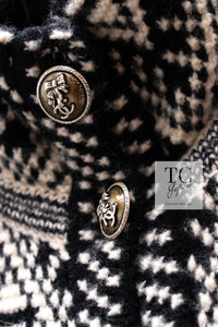 CHANEL 04PF Ivory Black Wool Cashmere Knit Long Cardigan Coat 38 シャネル アイボリー ブラック ウール カシミヤ ニット ロング カーディガン コート 即発