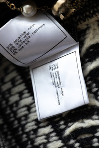 CHANEL 04PF Ivory Black Wool Cashmere Knit Long Cardigan Coat 38 シャネル アイボリー ブラック ウール カシミヤ ニット ロング カーディガン コート 即発