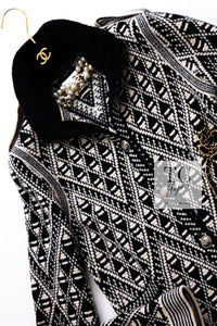 CHANEL 04PF Ivory Black Wool Cashmere Knit Long Cardigan Coat 38 シャネル アイボリー ブラック ウール カシミヤ ニット ロング カーディガン コート 即発