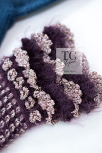 CHANEL 04PF Plum Purple Pink Mohair Knit Stretch Crochet Cardigan 38 シャネル プラム パープル ピンク モヘア 柔らか ニット ストレッチ かぎ編 クロシェット カーディガン 即発