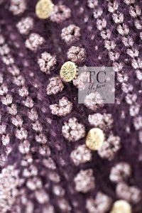 CHANEL 04PF Plum Purple Pink Mohair Knit Stretch Crochet Cardigan 38 シャネル プラム パープル ピンク モヘア 柔らか ニット ストレッチ かぎ編 クロシェット カーディガン 即発