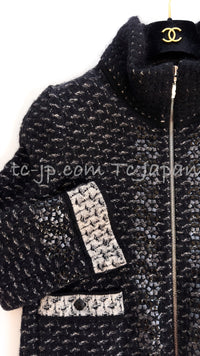 CHANEL 10A Dark Navy Mohair Silk Cashmere Zipper Cardigan 34 38 シャネル ダークネイビー モヘア シルク カシミア ジッパー カーディガン 即発