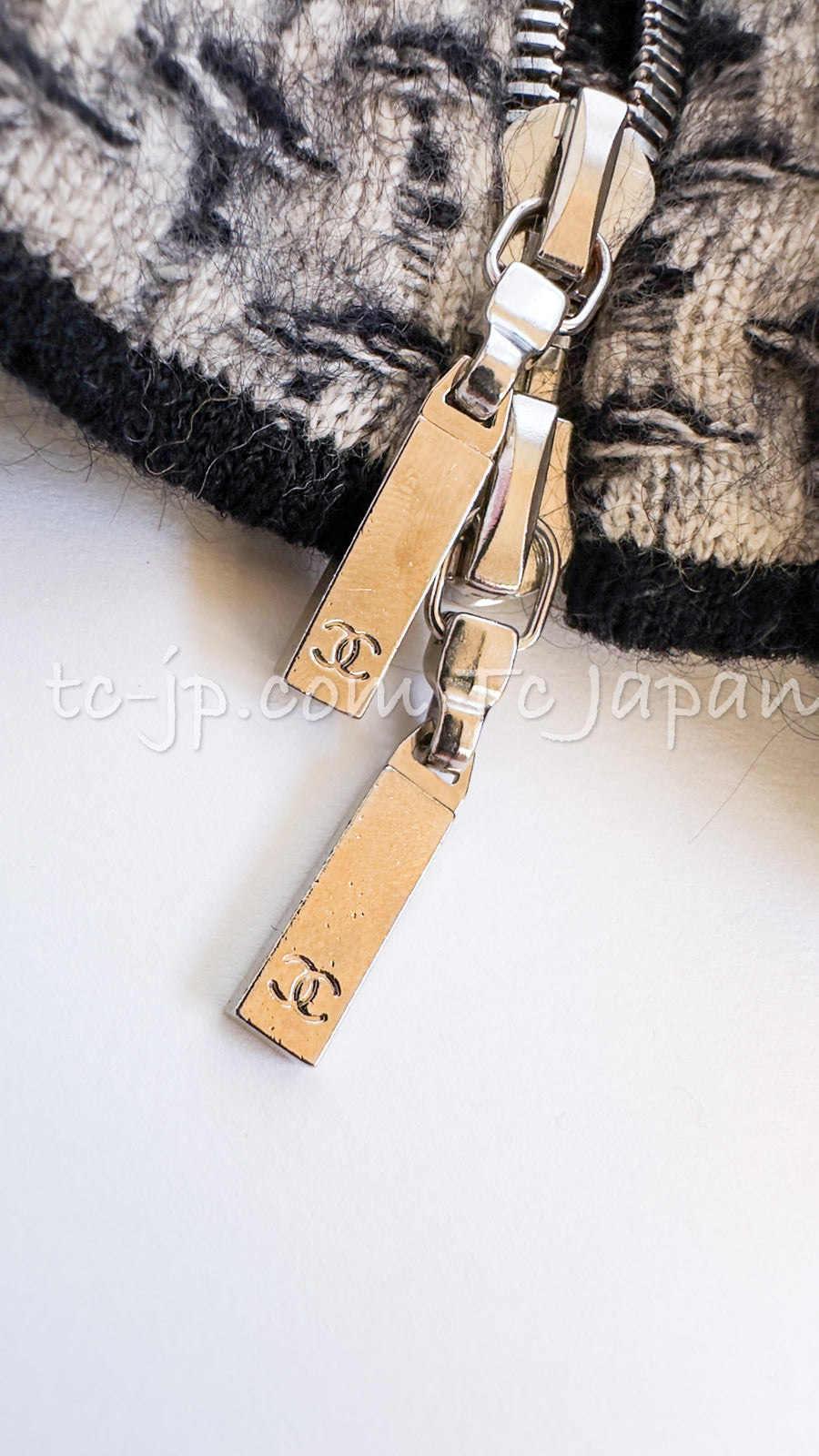 CHANEL 10A Dark Navy Mohair Silk Cashmere Zipper Cardigan 34 38 シャネル ダークネイビー モヘア シルク カシミア ジッパー カーディガン 即発