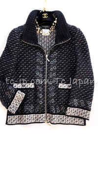 CHANEL 10A Dark Navy Mohair Silk Cashmere Zipper Cardigan 34 38 シャネル ダークネイビー モヘア シルク カシミア ジッパー カーディガン 即発