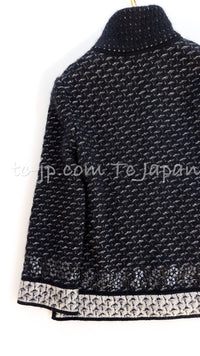 CHANEL 10A Dark Navy Mohair Silk Cashmere Zipper Cardigan 34 38 シャネル ダークネイビー モヘア シルク カシミア ジッパー カーディガン 即発