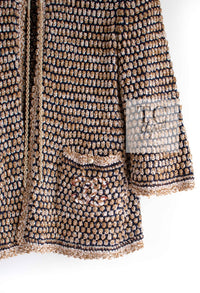CHANEL 11S Champagne Gold Beige Knit Skirt Cardigan 34 36 38 シャネル シャンパンゴールド ベージュ 女優の ニット スカート カーディガン 即発