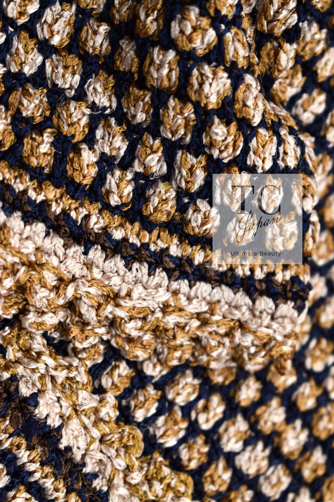 CHANEL 11S Champagne Gold Beige Knit Skirt Cardigan 34 36 38 シャネル シャンパンゴールド ベージュ 女優の ニット スカート カーディガン 即発