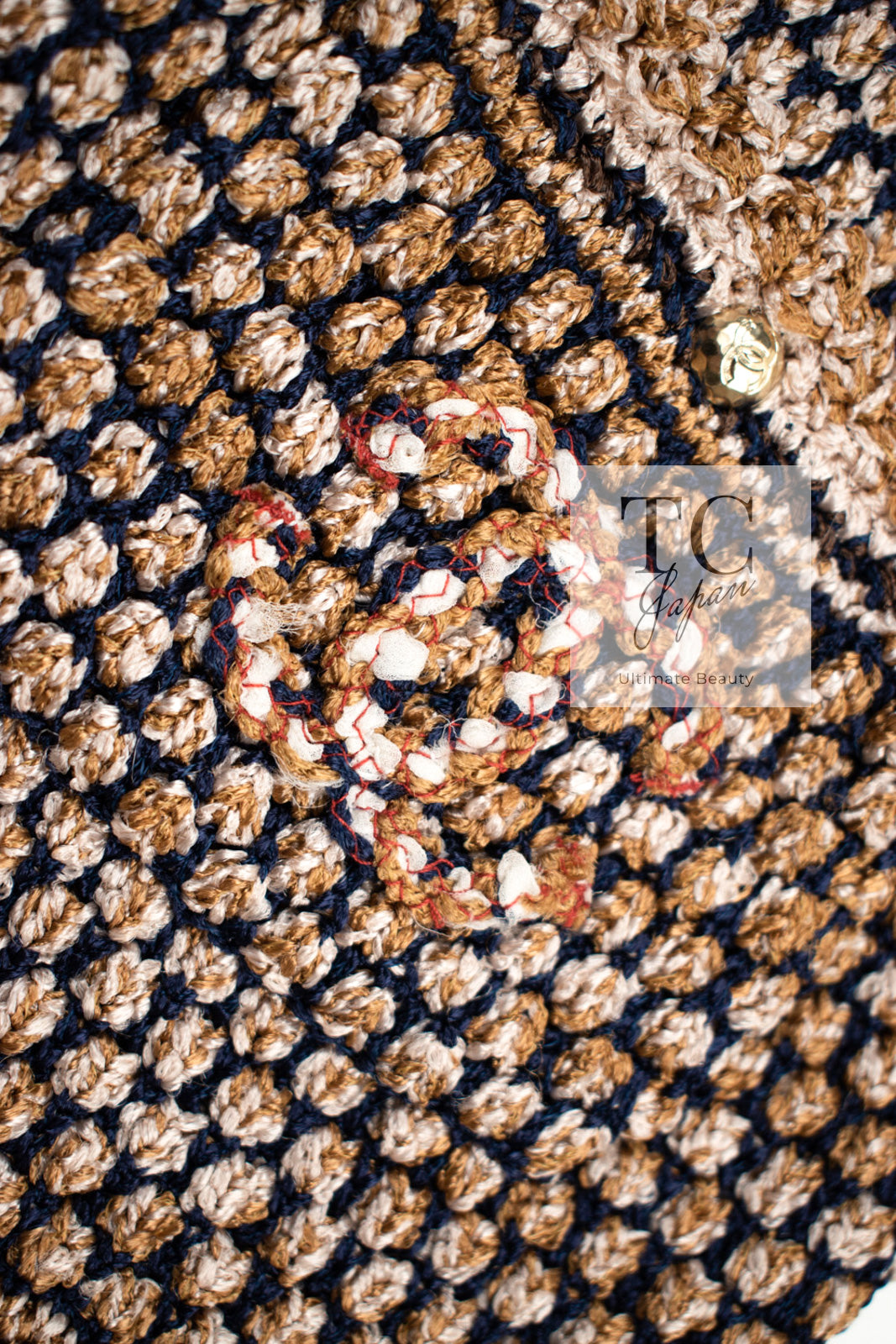 CHANEL 11S Champagne Gold Beige Knit Skirt Cardigan 34 36 38 シャネル シャンパンゴールド ベージュ 女優の ニット スカート カーディガン 即発