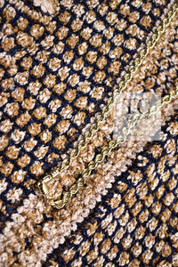 CHANEL 11S Champagne Gold Beige Knit Skirt Cardigan 34 36 38 シャネル シャンパンゴールド ベージュ 女優の ニット スカート カーディガン 即発