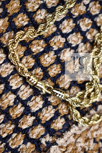 CHANEL 11S Champagne Gold Beige Knit Skirt Cardigan 34 36 38 シャネル シャンパンゴールド ベージュ 女優の ニット スカート カーディガン 即発