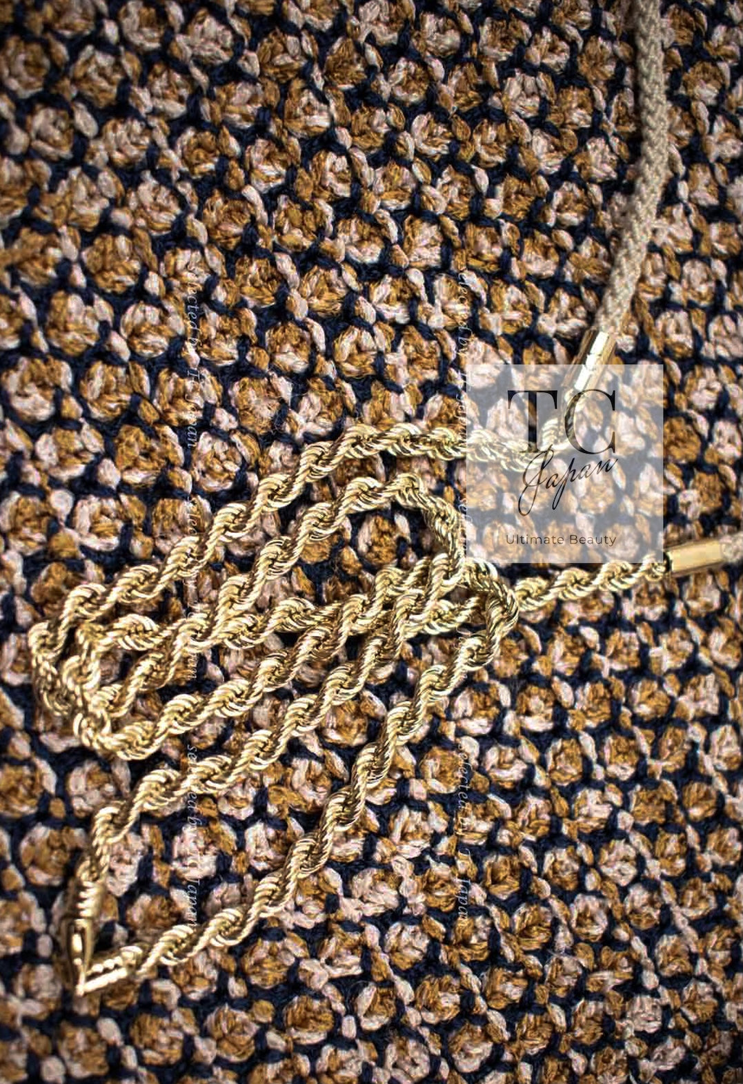 CHANEL 11S Champagne Gold Navy Knit Cardigan 34 シャネル シャンパンゴールド ネイビー 女優の ニット カーディガン 即発