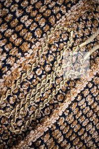 CHANEL 11S Champagne Gold Beige Knit Skirt Cardigan 34 36 38 シャネル シャンパンゴールド ベージュ 女優の ニット スカート カーディガン 即発
