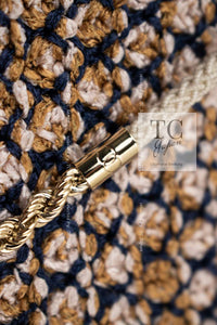 CHANEL 11S Champagne Gold Navy Knit Cardigan 34 シャネル シャンパンゴールド ネイビー 女優の ニット カーディガン 即発