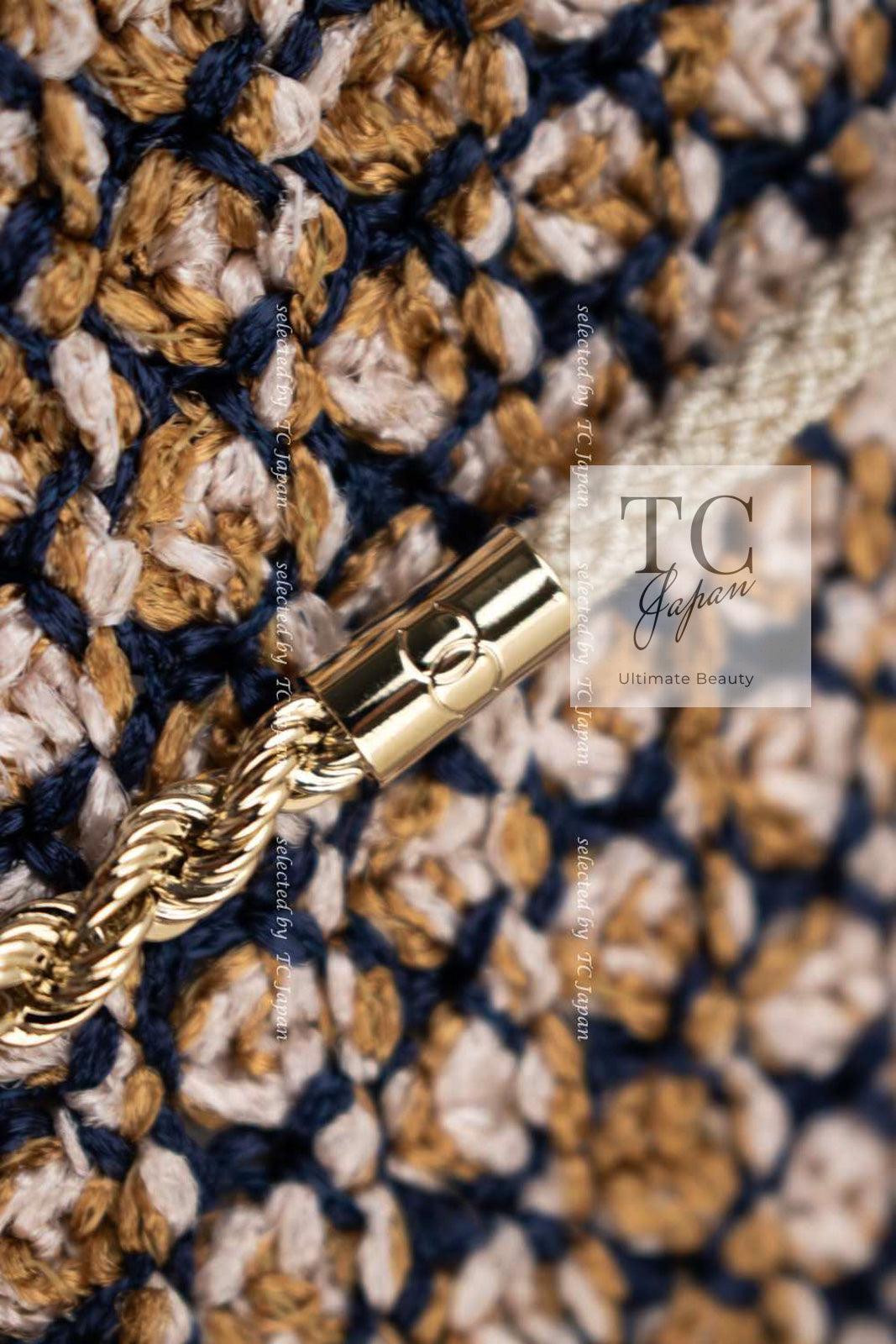CHANEL 11S Champagne Gold Navy Knit Cardigan 34 シャネル シャンパンゴールド ネイビー 女優の ニット カーディガン 即発