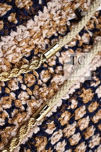 CHANEL 11S Champagne Gold Beige Knit Skirt Cardigan 34 36 38 シャネル シャンパンゴールド ベージュ 女優の ニット スカート カーディガン 即発
