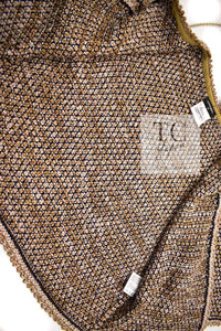 CHANEL 11S Champagne Gold Beige Knit Skirt Cardigan 34 36 38 シャネル シャンパンゴールド ベージュ 女優の ニット スカート カーディガン 即発