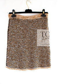 CHANEL 11S Champagne Gold Beige Knit Skirt Cardigan 34 36 38 シャネル シャンパンゴールド ベージュ 女優の ニット スカート カーディガン 即発