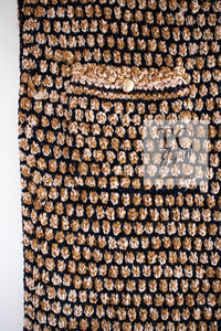 CHANEL 11S Champagne Gold Beige Knit Skirt Cardigan 34 36 38 シャネル シャンパンゴールド ベージュ 女優の ニット スカート カーディガン 即発