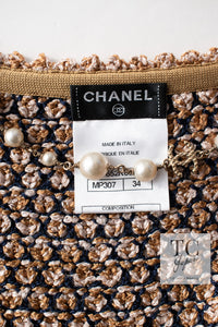 CHANEL 11S Champagne Gold Beige Knit Skirt Cardigan 34 36 38 シャネル シャンパンゴールド ベージュ 女優の ニット スカート カーディガン 即発