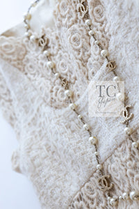 CHANEL 15PF Ivory Creme Cashmere Camellia Dress 38 42 シャネル アイボリー クリーム  カシミヤ カメリア ワンピース 即発
