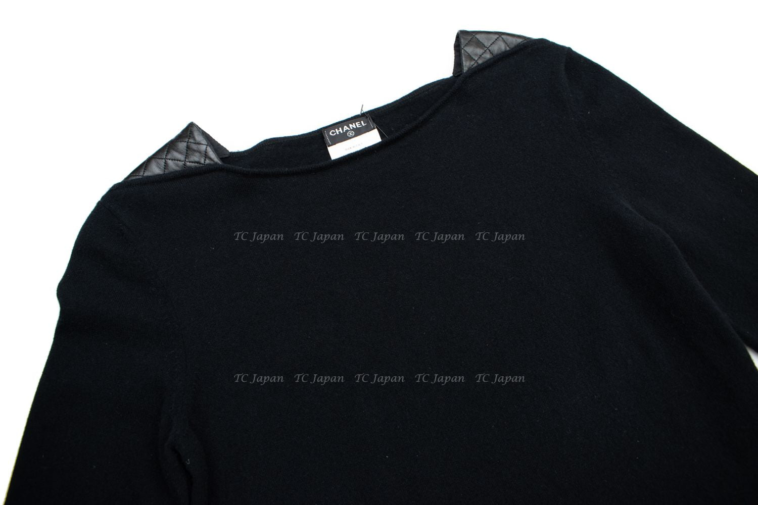 CHANEL 12A Black Wool Cashmere Lambskin Pocket Dress 36 シャネル ブラック ウール カシミア ラムスキン レザー マトラッセ ポケット ワンピース 即発