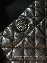 CHANEL 12A Black Wool Cashmere Lambskin Pocket Dress 36 シャネル ブラック ウール カシミア ラムスキン レザー マトラッセ ポケット ワンピース 即発