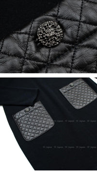CHANEL 12A Black Wool Cashmere Lambskin Pocket Dress 36 シャネル ブラック ウール カシミア ラムスキン レザー マトラッセ ポケット ワンピース 即発