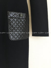 CHANEL 12A Black Wool Cashmere Lambskin Pocket Dress 36 シャネル ブラック ウール カシミア ラムスキン レザー マトラッセ ポケット ワンピース 即発