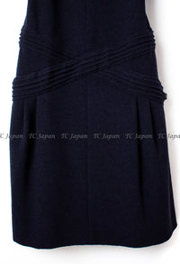 CHANEL 12A Dark Navy Gripoix Wool Dress Jessica Biel 36 シャネル ダークネイビー グリポワ装飾 ウール ワンピース 即発