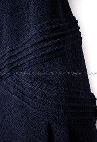 CHANEL 12A Dark Navy Gripoix Wool Dress Jessica Biel 36 シャネル ダークネイビー グリポワ装飾 ウール ワンピース 即発
