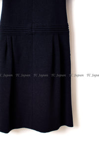 CHANEL 12A Dark Navy Gripoix Wool Dress Jessica Biel 36 シャネル ダークネイビー グリポワ装飾 ウール ワンピース 即発