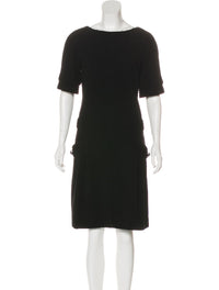 CHANEL 12A Dark Navy Gripoix Wool Dress Jessica Biel 36 シャネル ダークネイビー グリポワ装飾 ウール ワンピース 即発