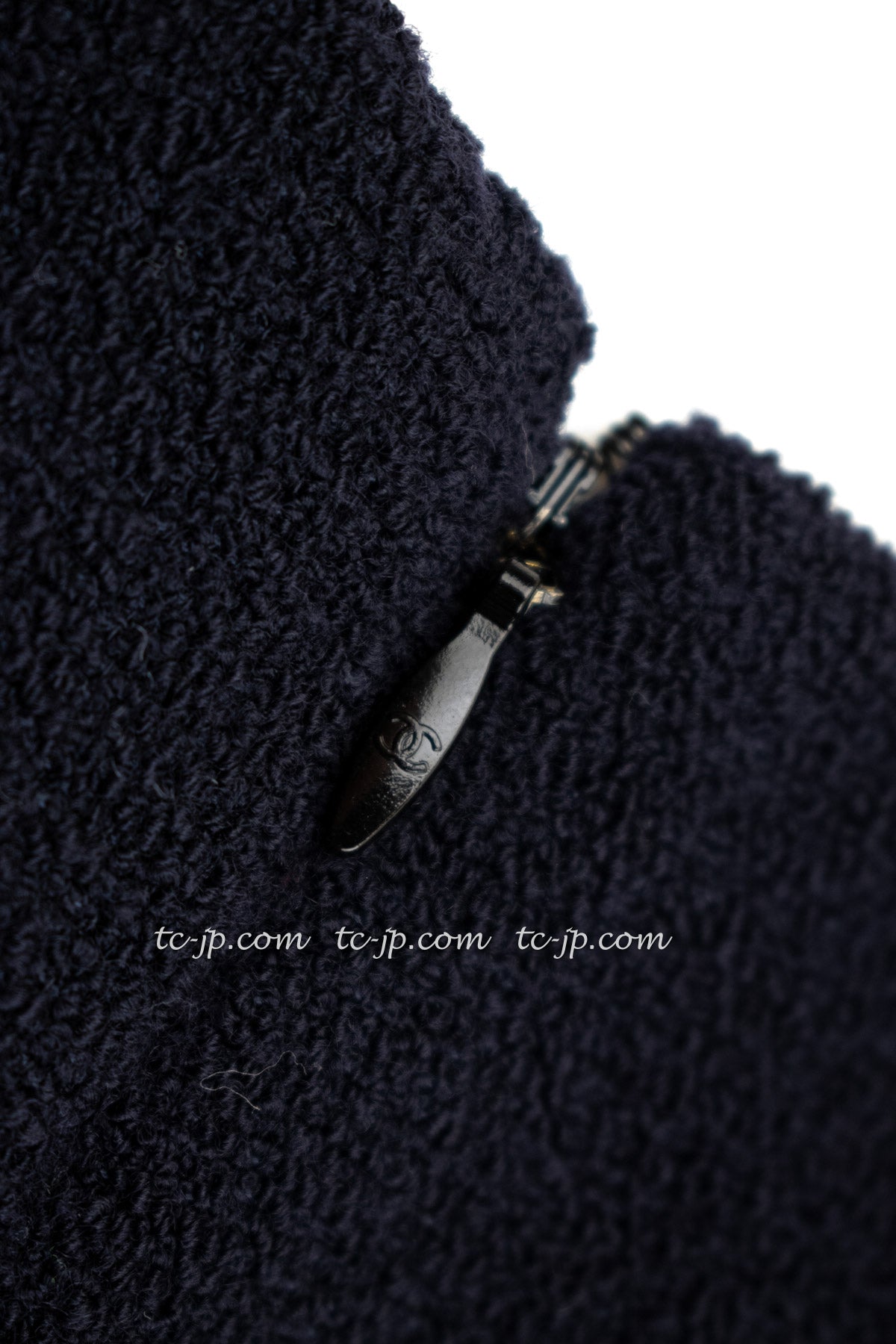 CHANEL 12A Dark Navy Gripoix Wool Dress Jessica Biel 36 シャネル ダークネイビー グリポワ装飾 ウール ワンピース 即発