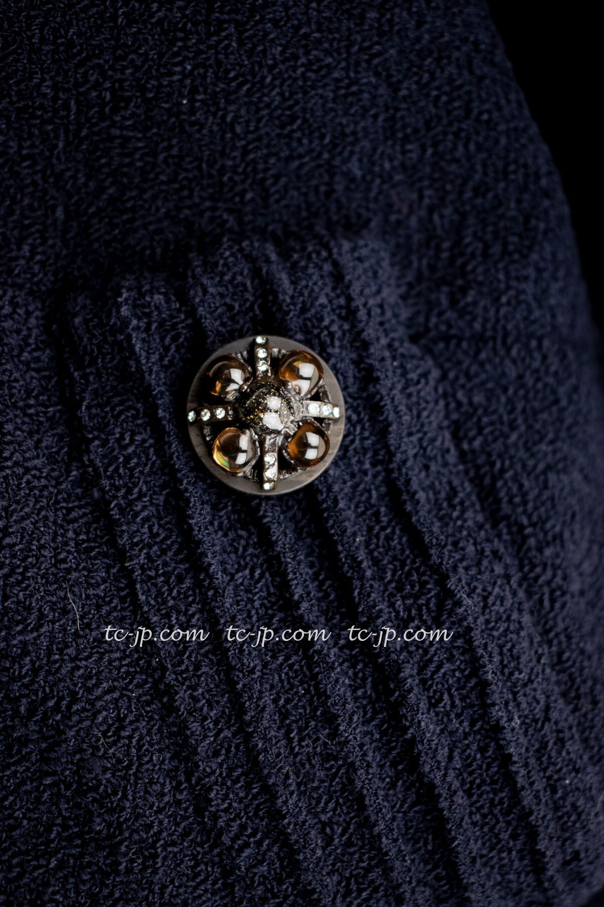 CHANEL 12A Dark Navy Gripoix Wool Dress Jessica Biel 36 シャネル ダークネイビー グリポワ装飾 ウール ワンピース 即発