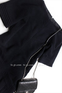 CHANEL 12A Dark Navy Gripoix Wool Dress Jessica Biel 36 シャネル ダークネイビー グリポワ装飾 ウール ワンピース 即発