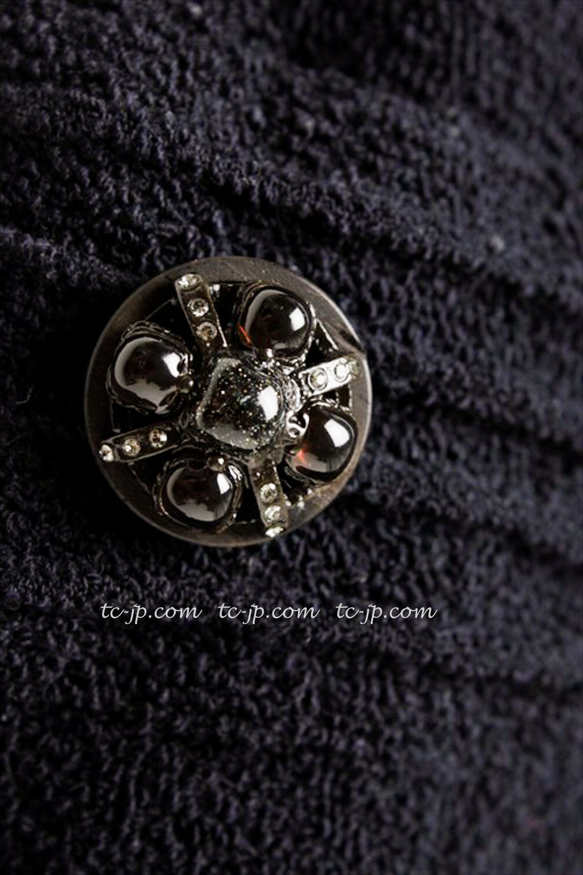 CHANEL 12A Dark Navy Gripoix Wool Dress Jessica Biel 36 シャネル ダークネイビー グリポワ装飾 ウール ワンピース 即発