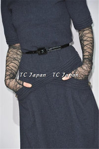 CHANEL 12A Dark Navy Gripoix Wool Dress Jessica Biel 36 シャネル ダークネイビー グリポワ装飾 ウール ワンピース 即発