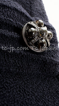 CHANEL 12A Dark Navy Gripoix Wool Dress Jessica Biel 36 シャネル ダークネイビー グリポワ装飾 ウール ワンピース 即発